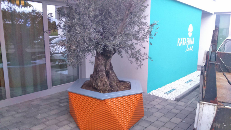 Orange powder coated vase