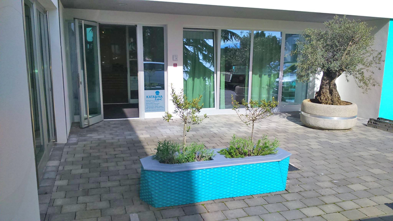 Blue powder coated vase