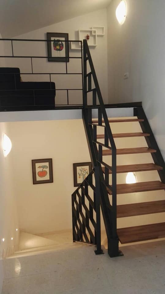 Black wooden iron staircase