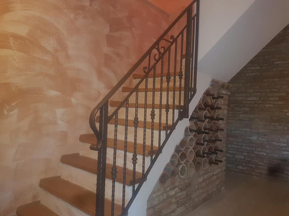 Wrought iron fence on staircase