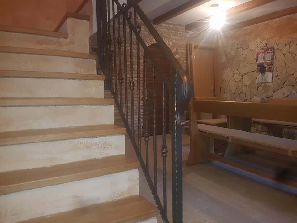 Wrought iron fence on staircase