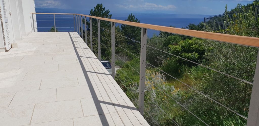 Wooden cable fence with view